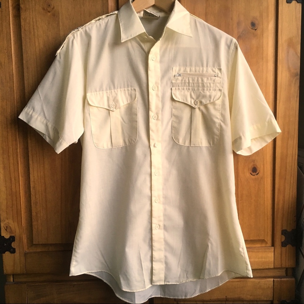 Vintage Men’s Pale Yellow Shirt 70s 80s